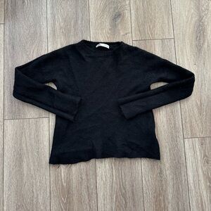 Zara Black Fuzzy Alpaca Polyamide Wool Blend Crewneck Sweater Size L